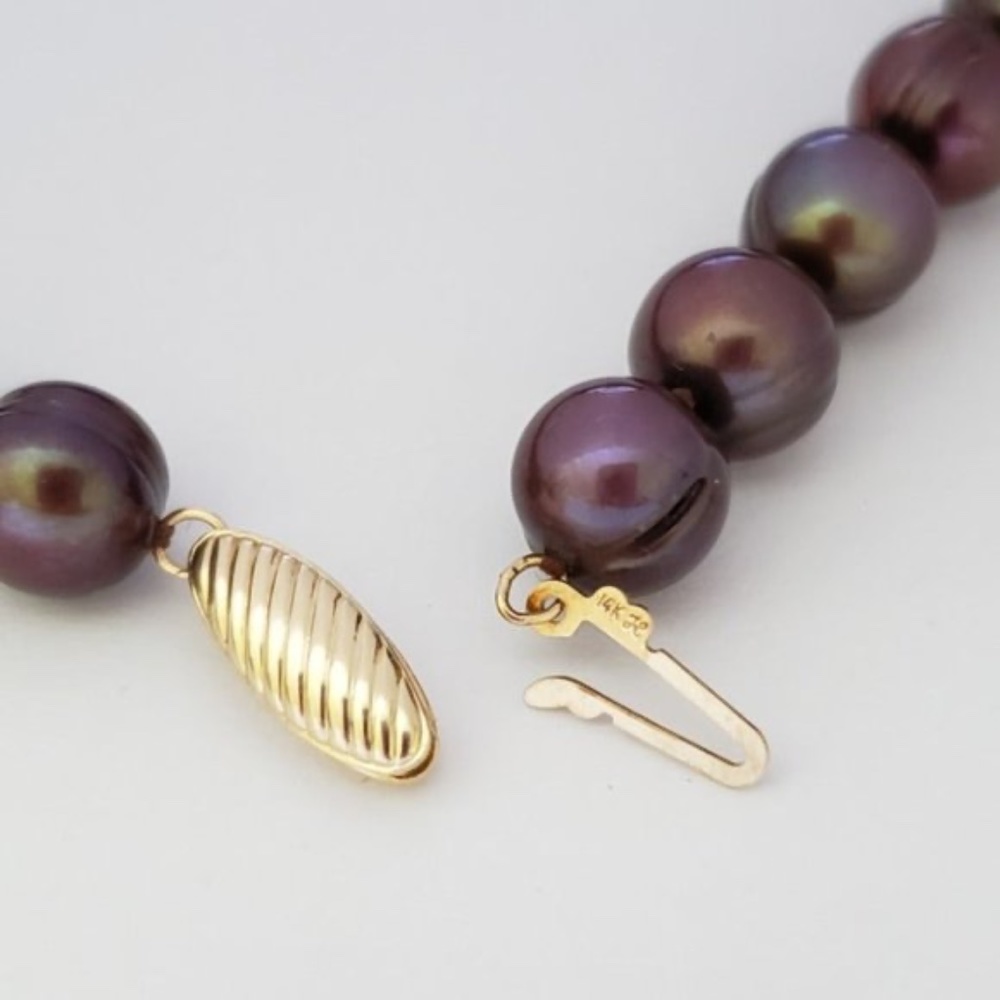 14K Yellow Gold 9mm Fresh Water Pearl Necklace - Picture 5 of 5
